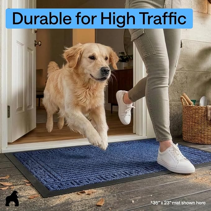GORILLA GRIP 100% Waterproof All-Season WeatherMAX Doormat 35x23, US Designed