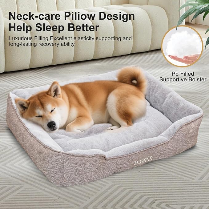 JOYELF Rectangle Dog Bed Calming Cat Bed Sofa, Cute Fluffy Pet Couch Bed for Dogs and Cats - Large(Upgraded Version)