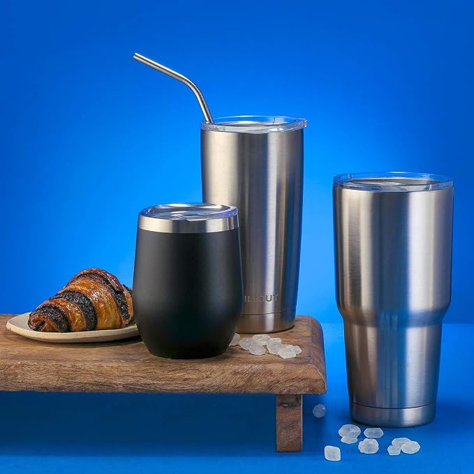 CHILLOUT LIFE 12 oz Stainless Steel Wine Tumblers 2 Pack