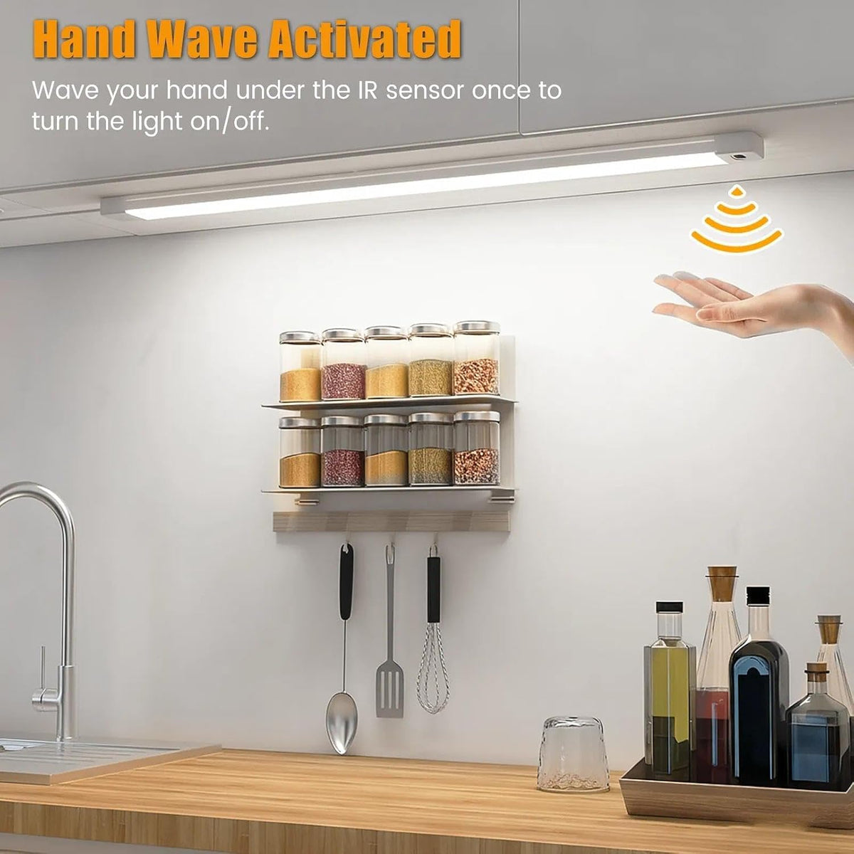 MYPLUS 24 Inch Under Cabinet Lights with Hand Wave,Plug and Play