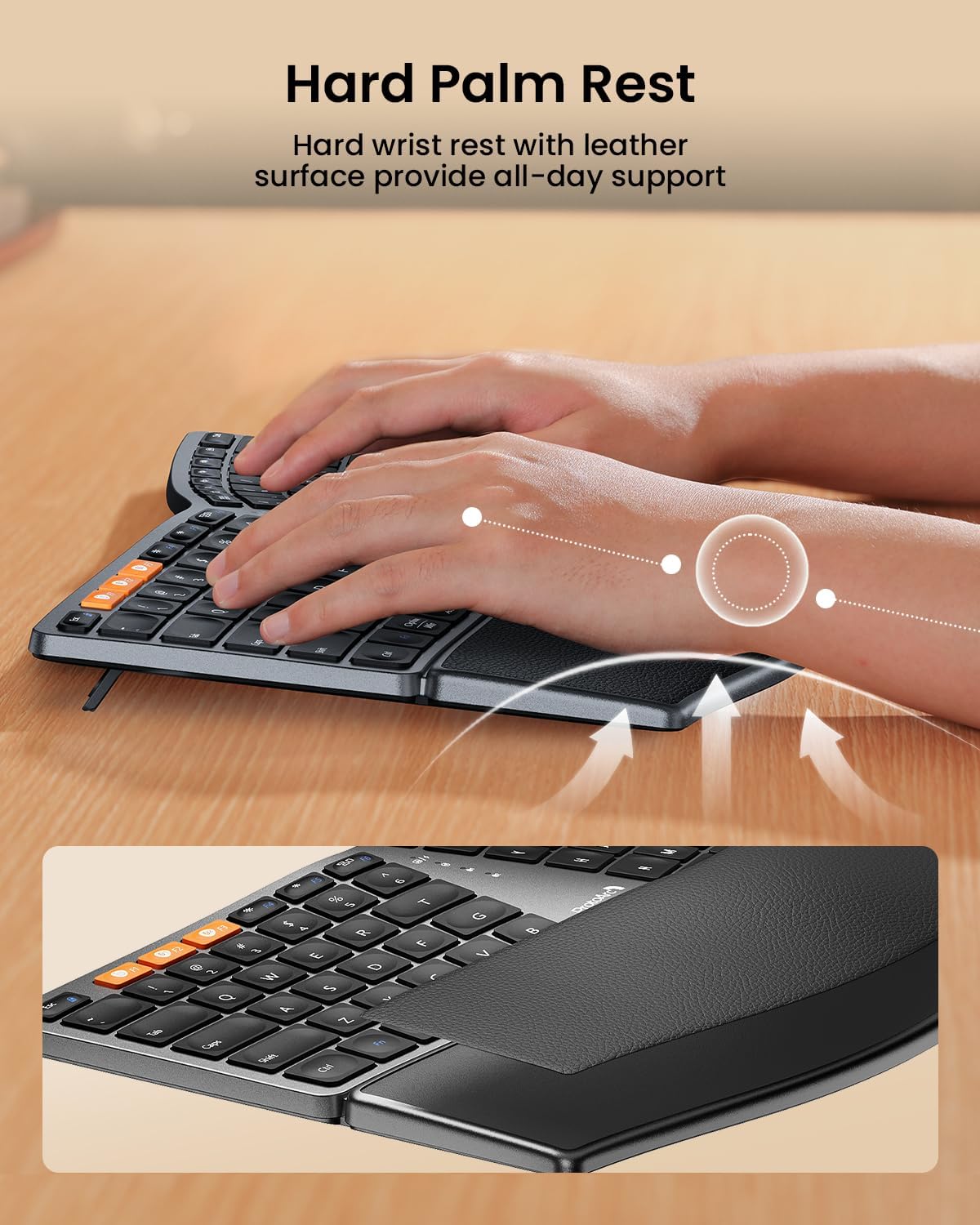 ProtoArc EK04 Mini Compact Wireless Ergonomic Keyboard - Space Gray
