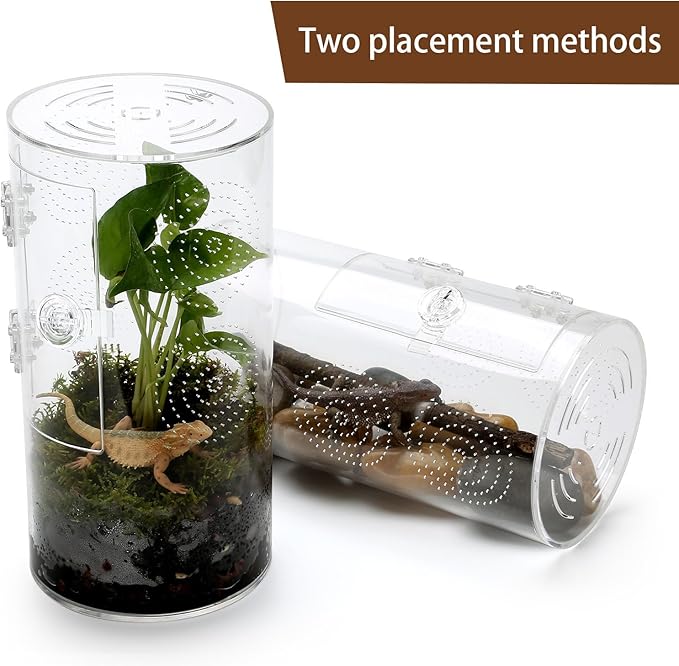Jumping Spider Enclosure, 11.5”*6”*6”, Air Hole 3/64" Micro Habitat Terrariums, Arboreal Reptile Tank with Front Opening Door,Tarantula Enclosure, Plant Greenhouse