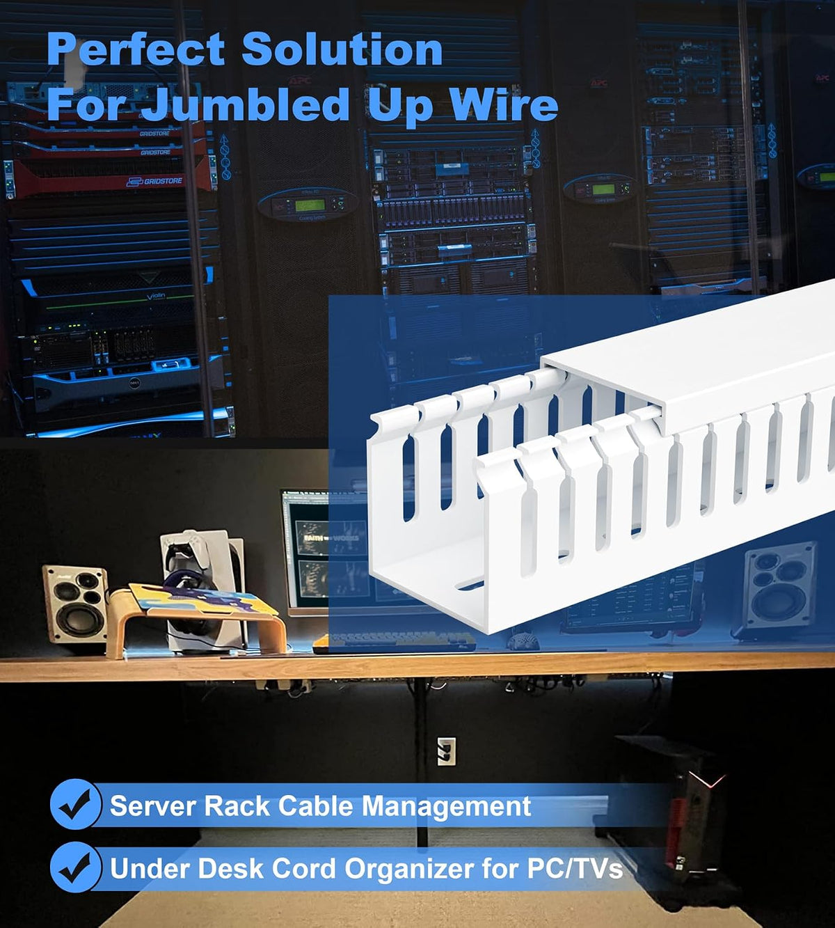 ZhiYo 2"H x 2"W Cable Raceway, 6ft Under Desk Wire Management Channel White