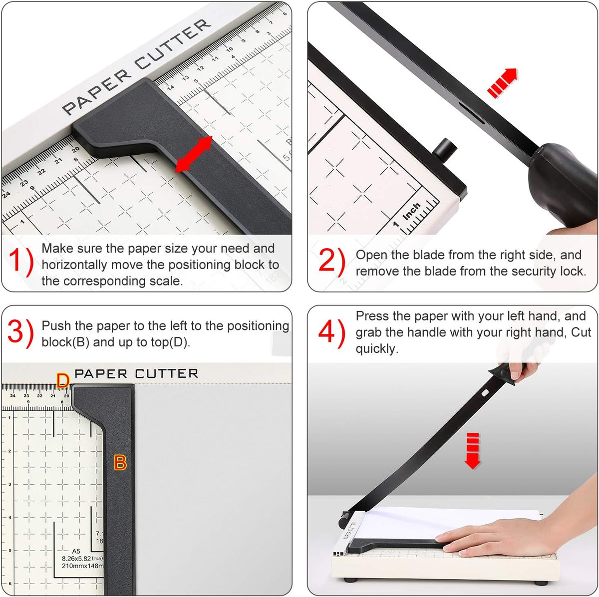 Paper Trimmer A4 Cutting Capacity 12 Sheets Paper Trimmer for Office School Creative Paper Hobbies White
