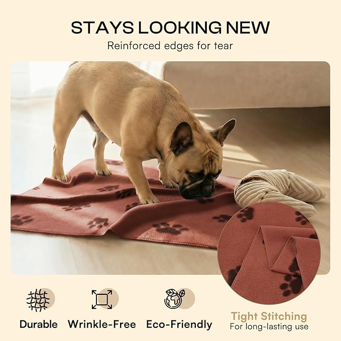 LINENLUX Cute Dog Blanket for Small Medium Dogs 6-Pack Soft Stretchy Fleece Blankets for Pet Cat Puppy Warm Wrinkle-Resistant Throw for Couch Bed Outdoor Coffee 31x24 inch (Pack of 6)