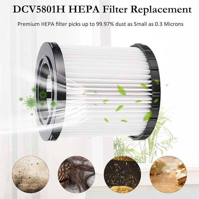4 Pack DCV5801H Wet/Dry Vacuum HEPA Replacement Filter Compatible