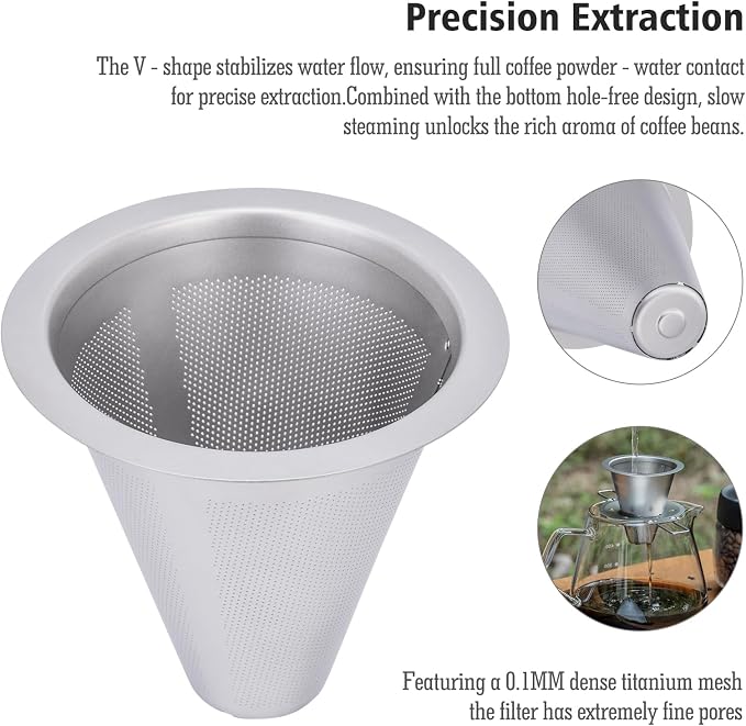 iBasingo Titanium Coffee Filter Pour Over Coffee Dripper