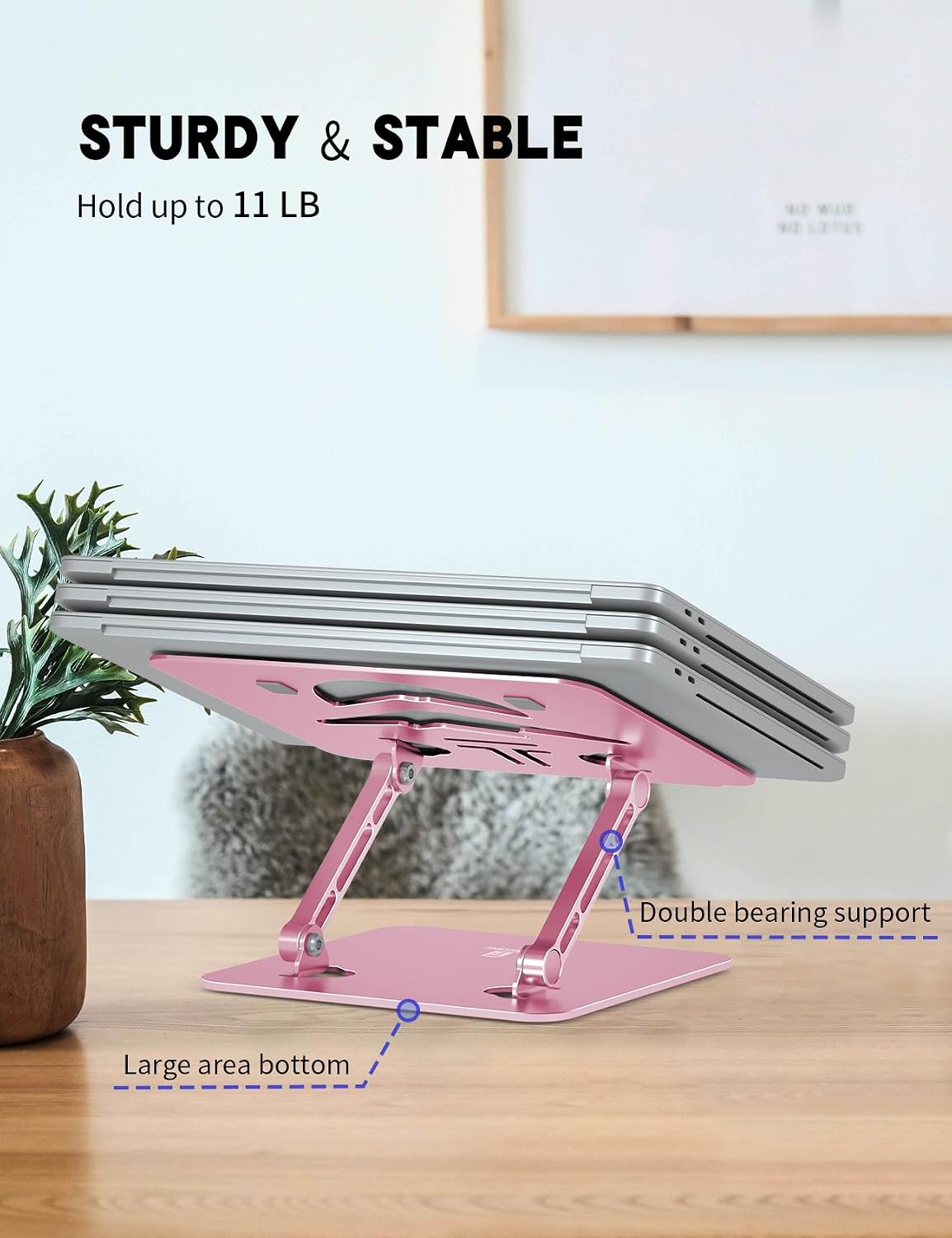 Z-Shaped Laptop Stand for Desk Fits 10"-16" Notebook, Puce Pink