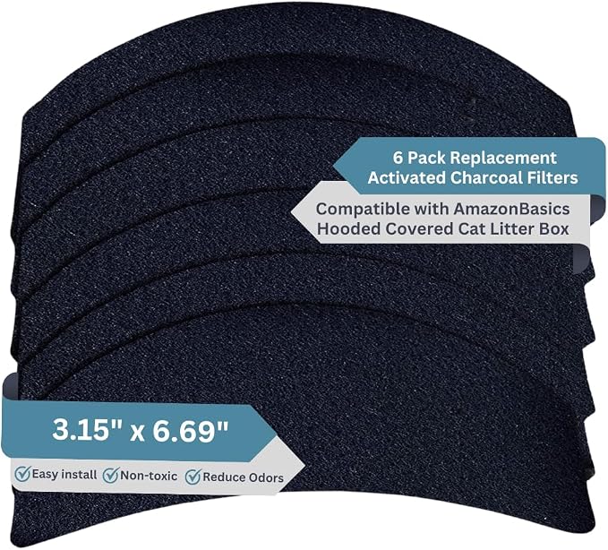 6-Pack Activated Carbon Cat Litter Box Filter Replacement