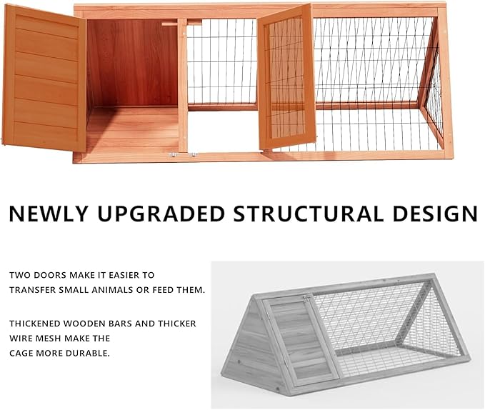 Rabbit Hutch & Chicken Coop Outdoor Small Animal Cage with Ventilated Wire Run, Emovable Tray for Quail, Bunnies, Guinea Pigs, Chicks – Backyard Poultry Hutch (Brown)