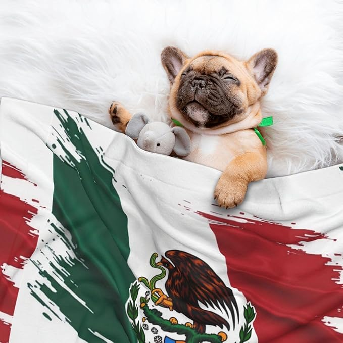 Two Sided Pet Cuddler Blanket for Anxiety Calming, Mexico Flag Cool Eagle, Reversible Plush Design with Bubble Dot Pattern Provides Familiar Surface Anywhere