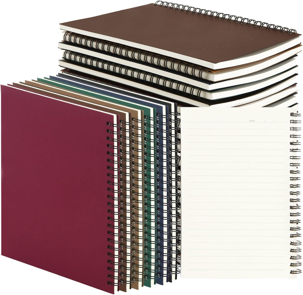 MIVIDE 24 Pack A5 Spiral Notebook, 8.3 x 5.7 Inch, 6 Color, 120 pages /60 sheets Hardcover Spiral Lined Notebook Journal, Lined Travel Bulk Writing Paper Notebook for School Business Office Supplies