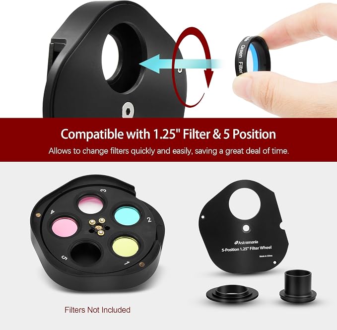 Astromania Filter Wheel for Telescope, Filter Drawer Compatible