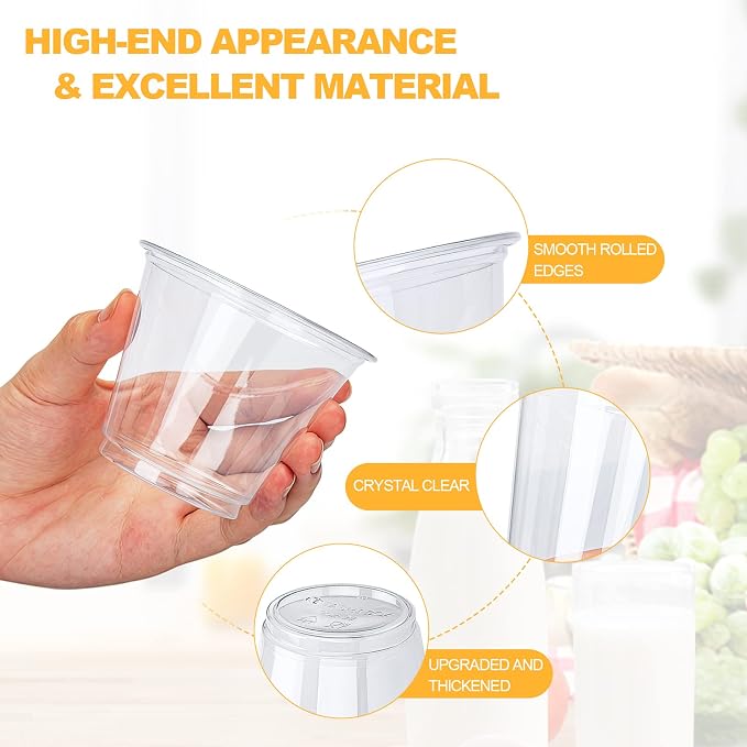 TashiBox 9 oz Disposable Plastic Cups, Crystal Clear