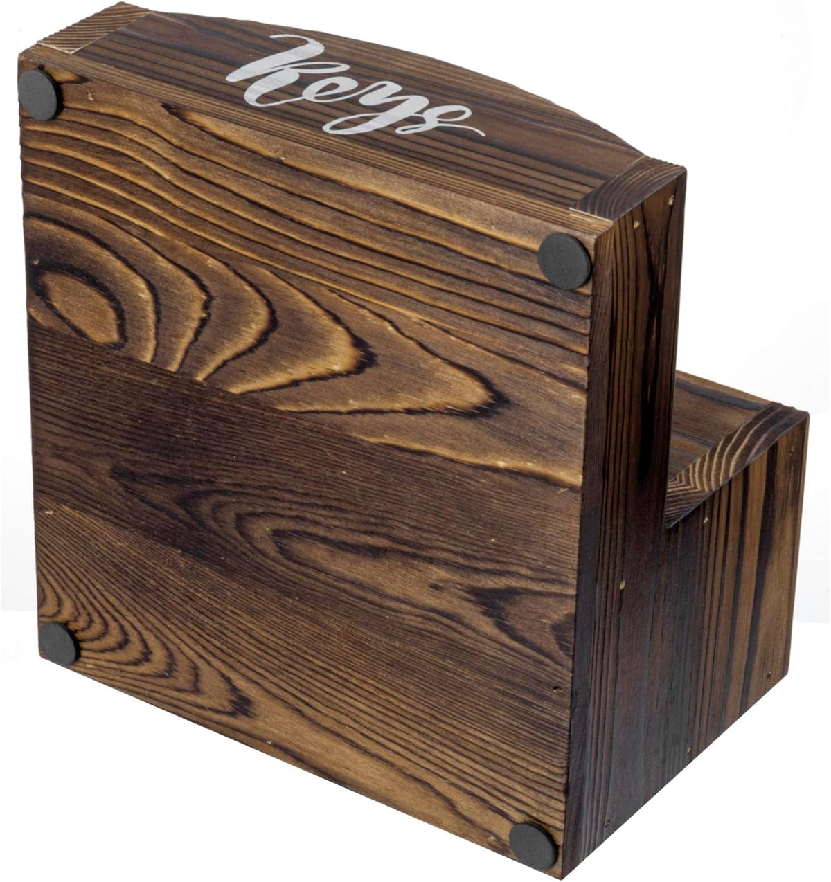 MyGift Burnt Wood Entryway Mail Organizer with Key Storage Tray
