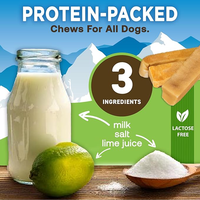 EcoKind Premium Gold Yak Cheese Himalayan Dog Chews, Dog Treats Large Breed, All Natural, High Protein, for Aggressive Chewers, Large - 12+ Chews (3 lb)
