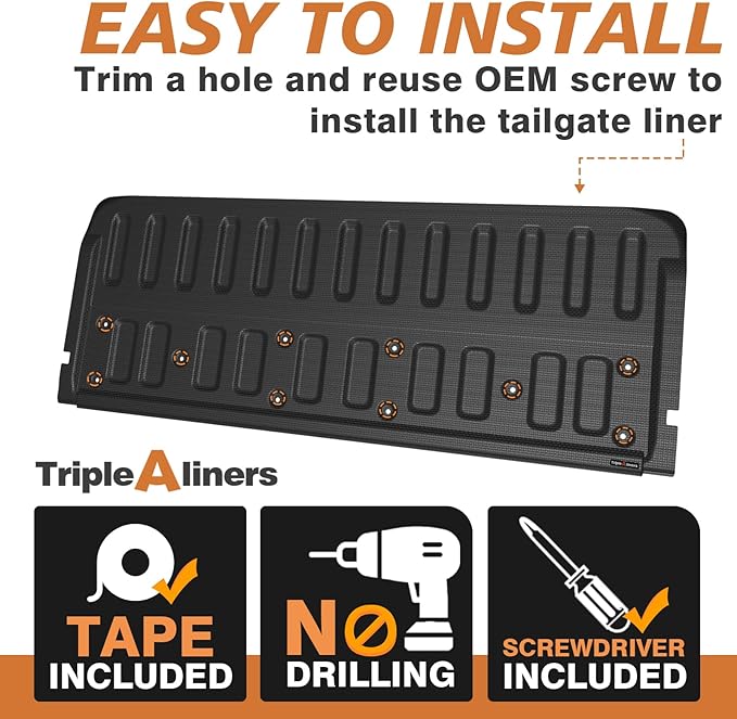 TripleAliners Tailgate Mat Compatible with Ford Ranger 2019-2023 Accessories Truck Tailgate Liner Bed Cover All-Weather Protector Cargo Cover Custom Fit for 2019-2023 Ranger
