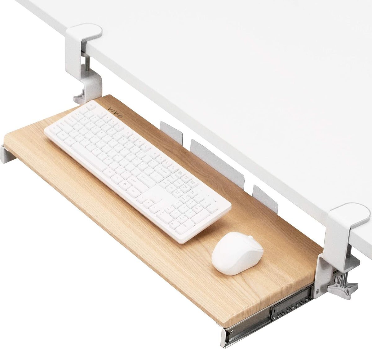 VIVO Light Wood Clamp-on 27 x 11 in Keyboard Tray, MOUNT-KB05A