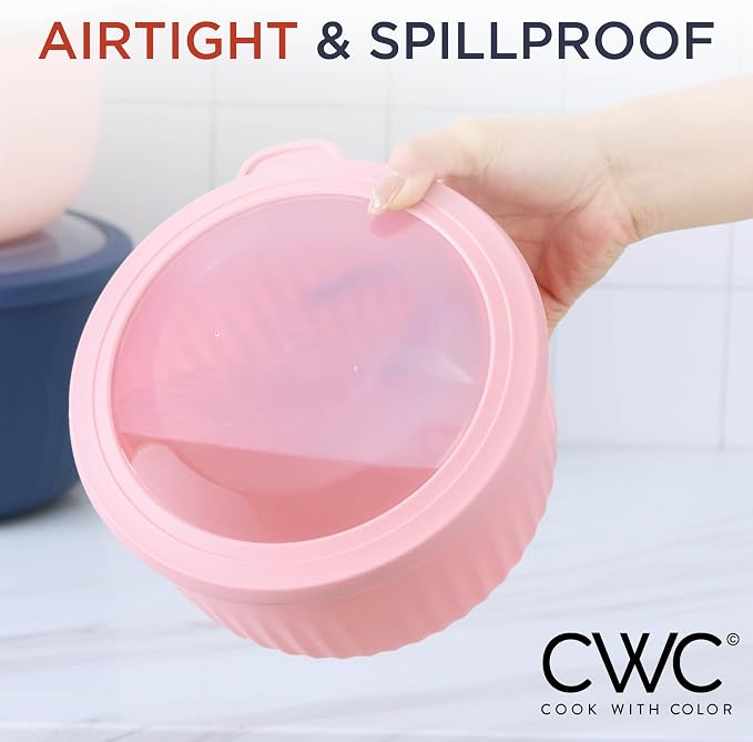 COOK WITH COLOR Prep Bowls with Lids- Wide and Deep Nesting Plastic Small