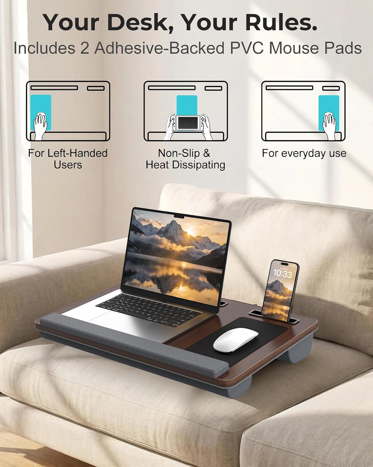 Potuopy Laptop Lap Desk, Portable Bed Table Tray for Laptop Fit 17" Laptops