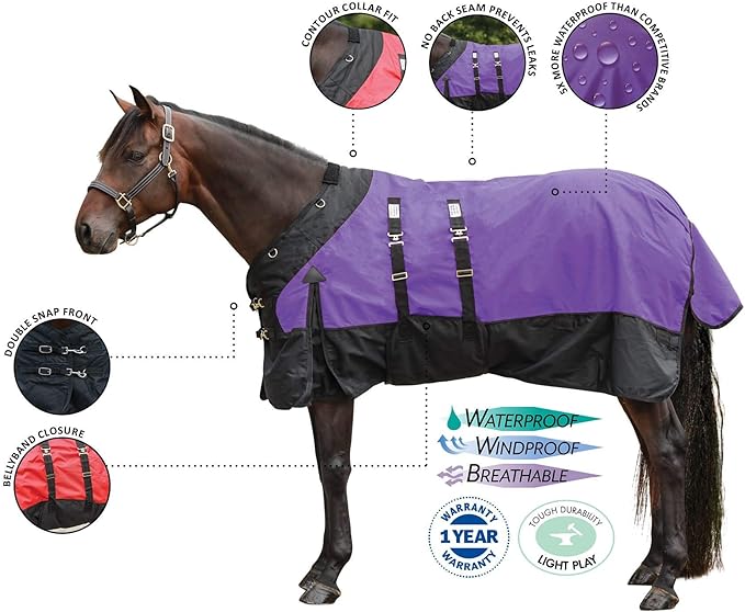 STORM SHIELD Contour Collar Classic II Horse Turnout Blanket | Bellyband Closure | Horse Blankets for Winter Waterproof | Weather Protection | Winter Horse Blanket