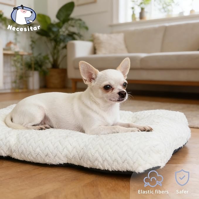 18 inch Dog Crate Bed Dog Mats for Sleeping,Up to 10 lbs Fluffy White Puppy Pad XXS