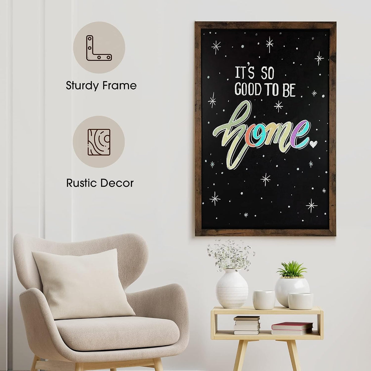 Loddie Doddie Rustic Wood Magnetic Board for Wall, Stain Resistant, 24"x36"