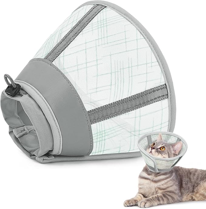 Supet Cat Cone Collar Soft to Stop Licking Scratching, Breathable Comfortable Mesh Recovery Cone for Cats After Surgery Neuter, Lightweight E Cone Collar Alternative (M)