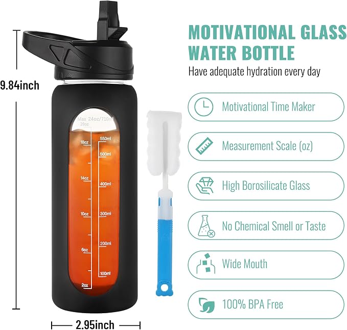 CIVAGO 24 oz Glass Water Bottle