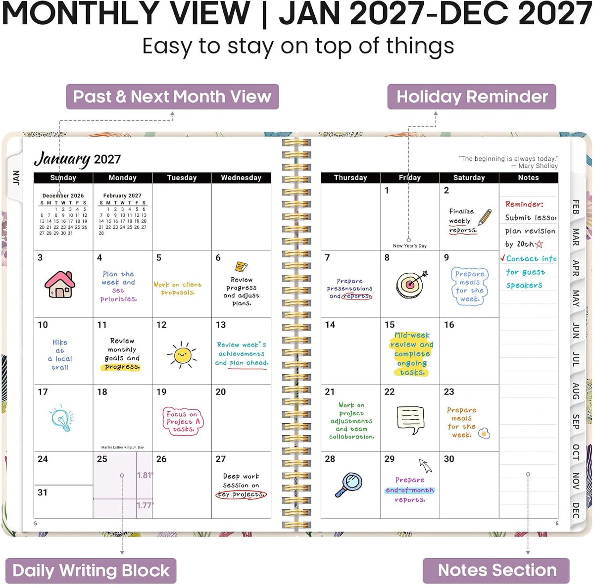 2027 Planner 8.5" x 11", Weekly & Monthly Calendar Book, Jan-Dec 2027