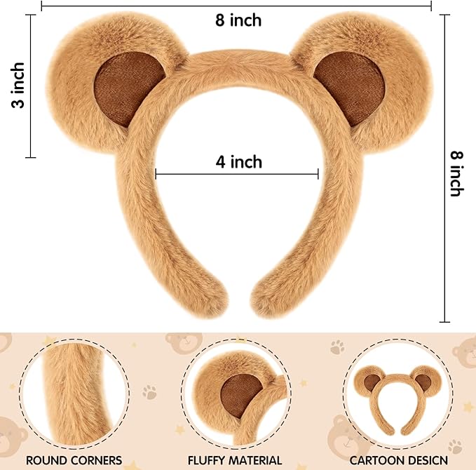 Zhanmai 5 Pcs Carnival Animal Costume Kid Bear Puppy Dog Pup Kangaroo with Tutu Ear Headband Bowtie Tail Paws for Boys Girls
