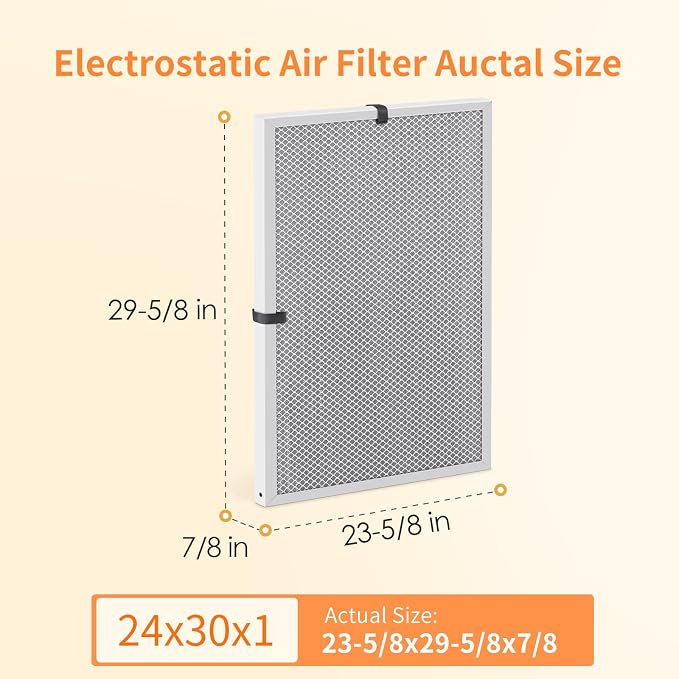 2-Pack 24x30x1 MERV 8 Reusable & Washable Electrostatic Air Filters