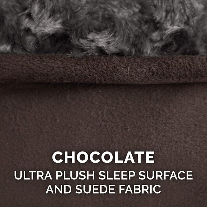 Furhaven Memory Foam Dog Bed for Large Dogs w/ Removable Washable Cover, For Dogs Up to 75 lbs - Ultra Plush Faux Fur & Suede Luxe Lounger Contour Mattress - Chocolate, Jumbo/XL