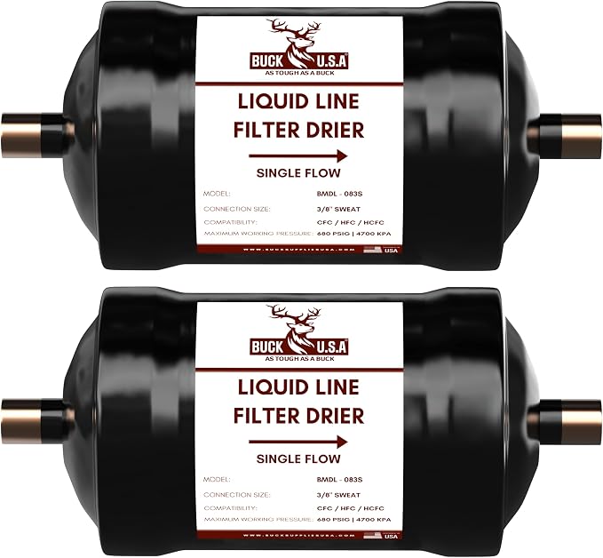 2 Pack Buck Single Flow Refrigerant Liquid Line Filter Drier 3/8" ODF Sweat