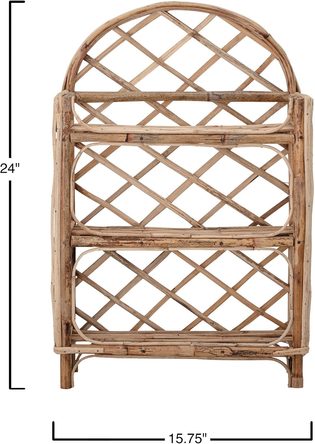 Bloomingville Boho Arched Woven Rattan 3-Tier Wall Shelf, Natural