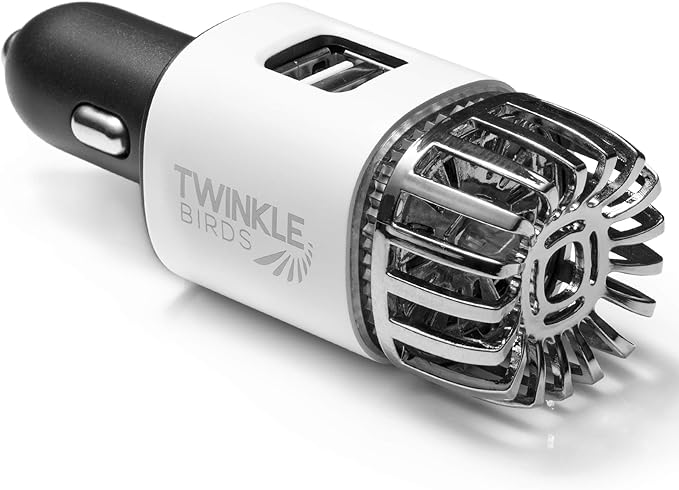 Car Air Purifier Ionizer - 12V Plug-in Ionic Anti-Microbial Car Deodorizer -