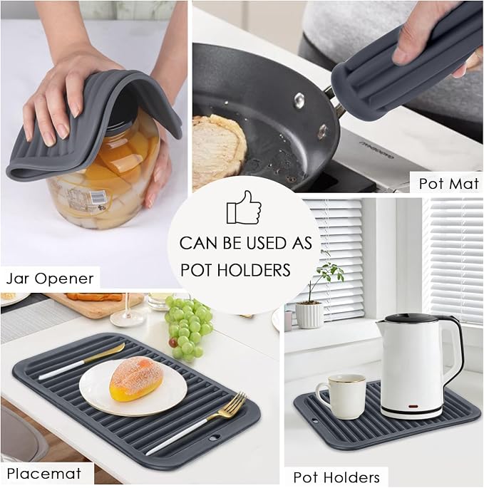4 PCS Silicone Trivet for Hot Dishes, Silicone Hot Pads Trivets Mat for Hot