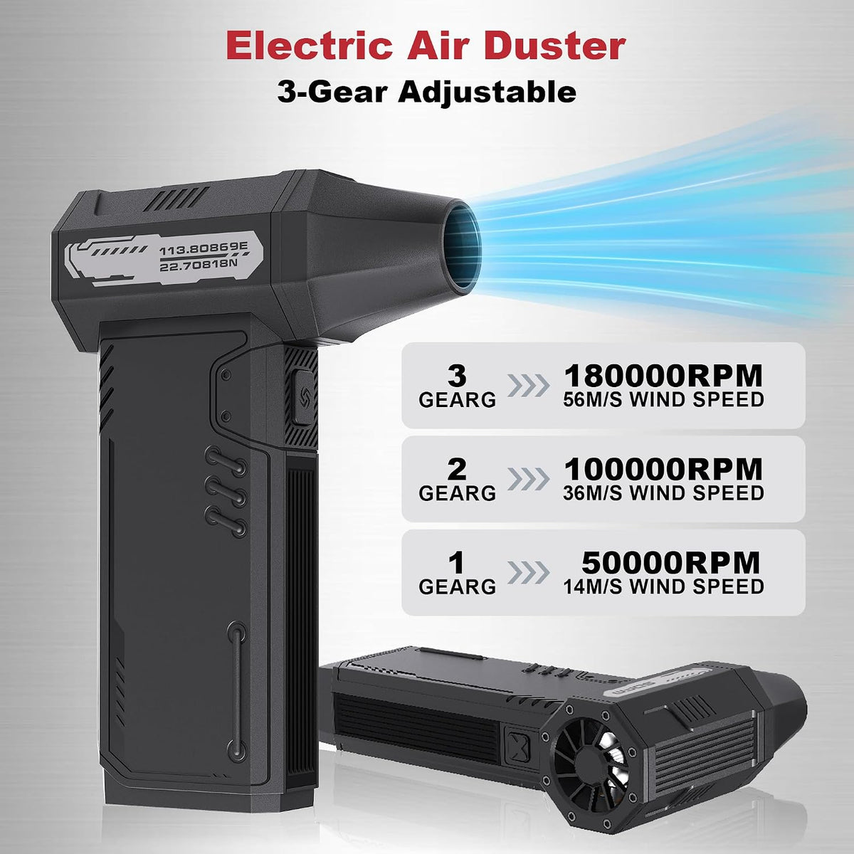 Compressed Air Duster,180,000RPM High Speed brushless Motor Mini Blower