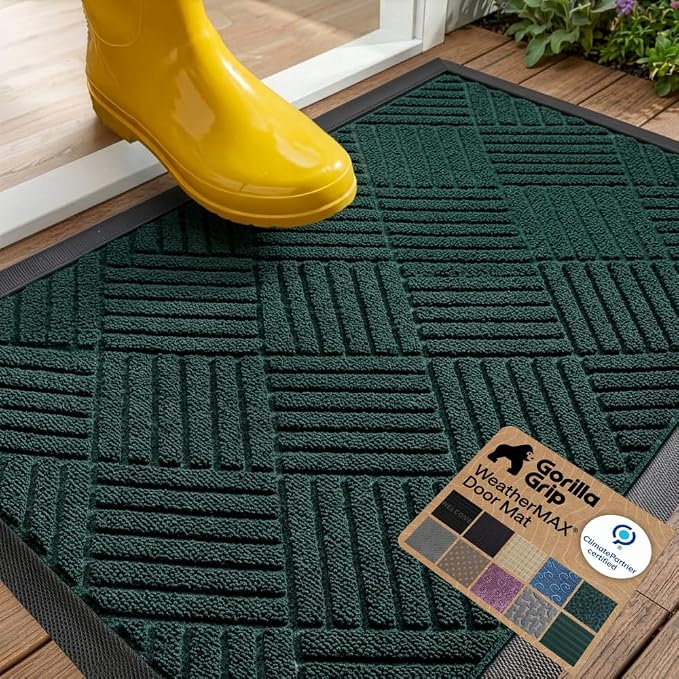 GORILLA GRIP 100% Waterproof All-Season WeatherMAX Doormat US Designed Natural