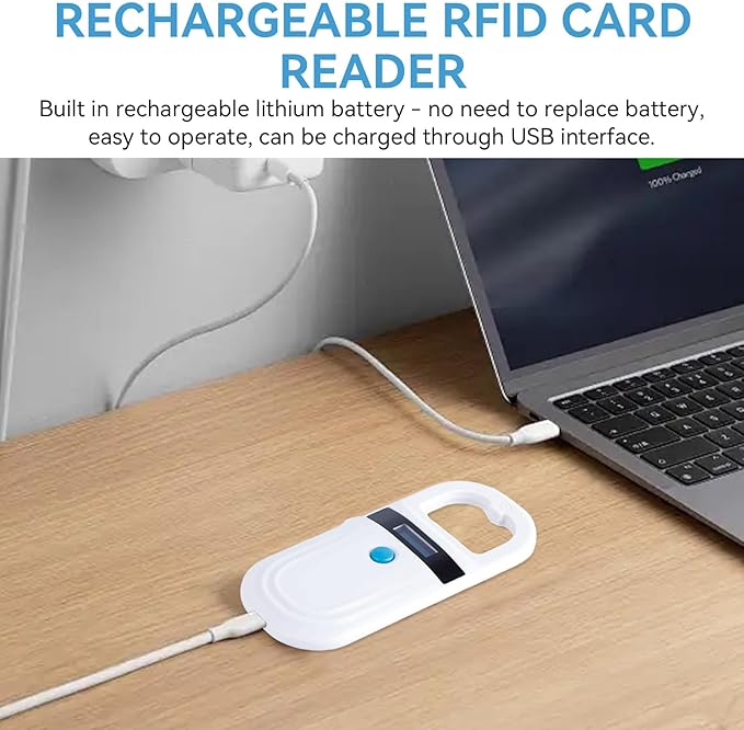 Pet Microchip Scanner, Rechargeable Pet Microchip Reader Pet Chip ID Scanner with OLED Display Screen Supports FDX-B (ISO11784/11785) and EMID Microchips for Animal/Pets/Pigs/Dogs/Cats