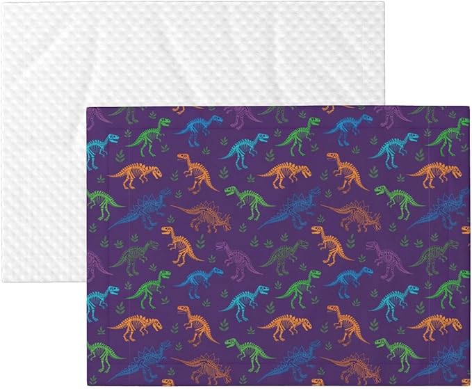 Dog and Cat Blanket in One, Cool Dinosaur Purple, Double Sided Plush Throw with Raised Dot Pattern on One Side and Flat Velvet on Other for Variety