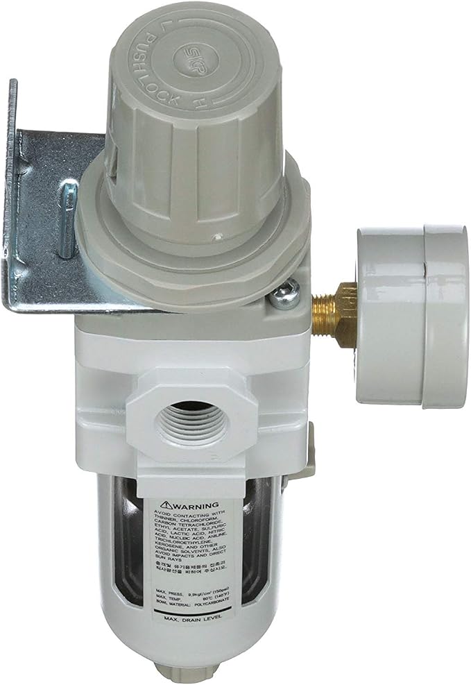 PneumaticPlus SAW300-N03BG Compressed Air Filter Regulator Piggyback Combo 3/8"