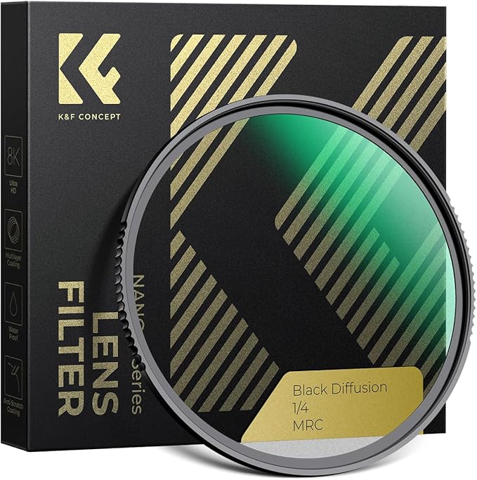 K&F CONCEPT 62mm Black Diffusion 1/4 Filter Mist Cinematic Effect Filter