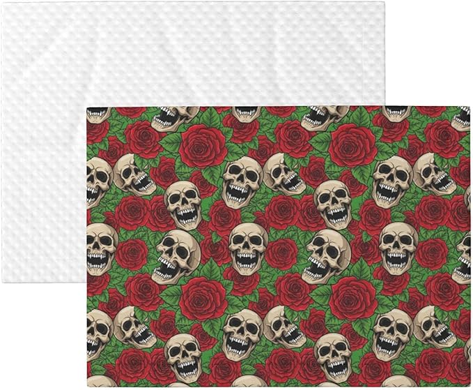 Reversible Dog Blanket for Beds Couches, Floral Rose Flowers Day of The Dead Sugar Skulls, Double Sided Cat Blanket with Textured Dot Feel and Smooth Feel for Seasonal Comfort All Year