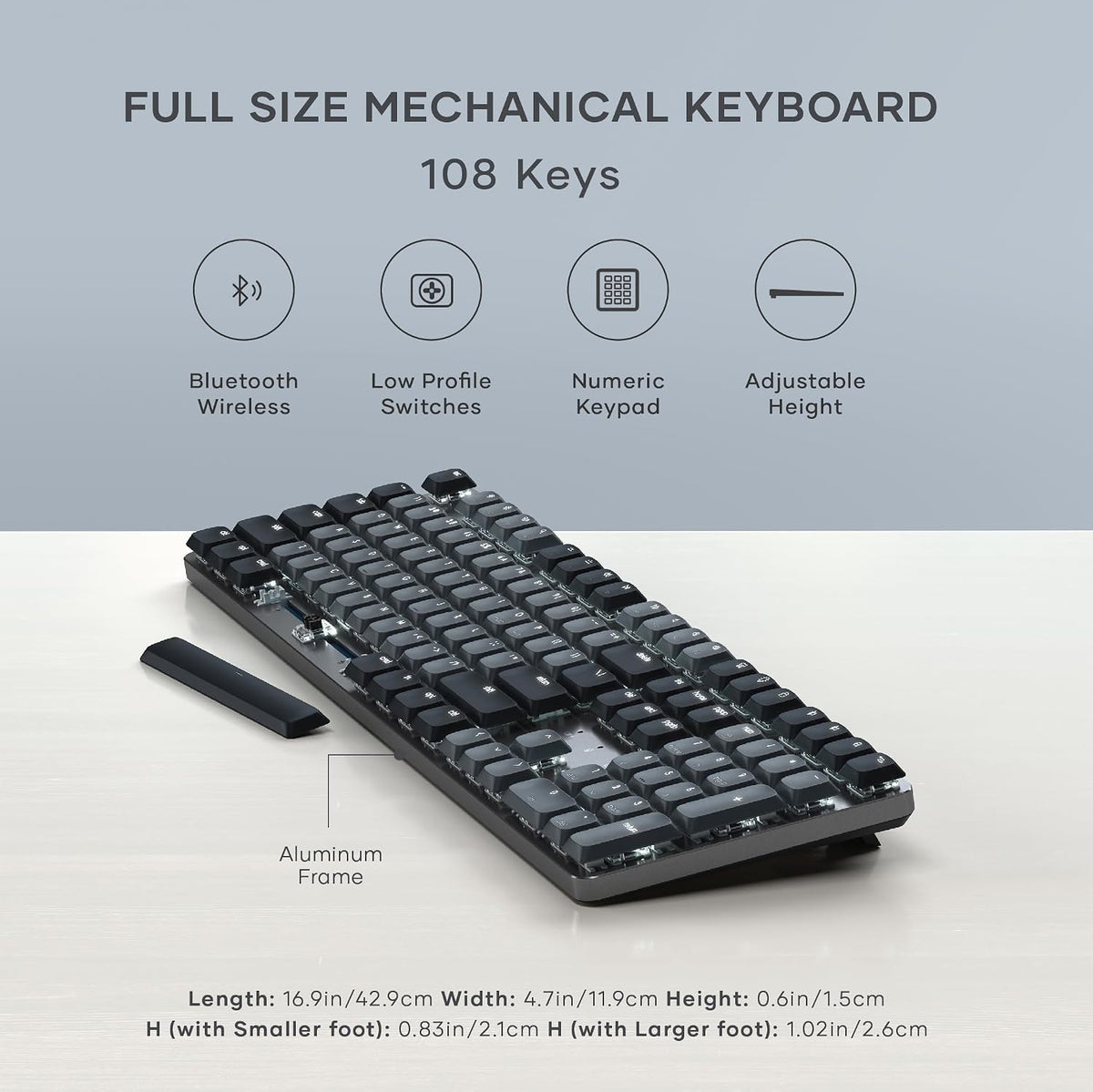 Satechi SM3 Mechanical Keyboard, White LED Backlit, Dark Gray/Gray