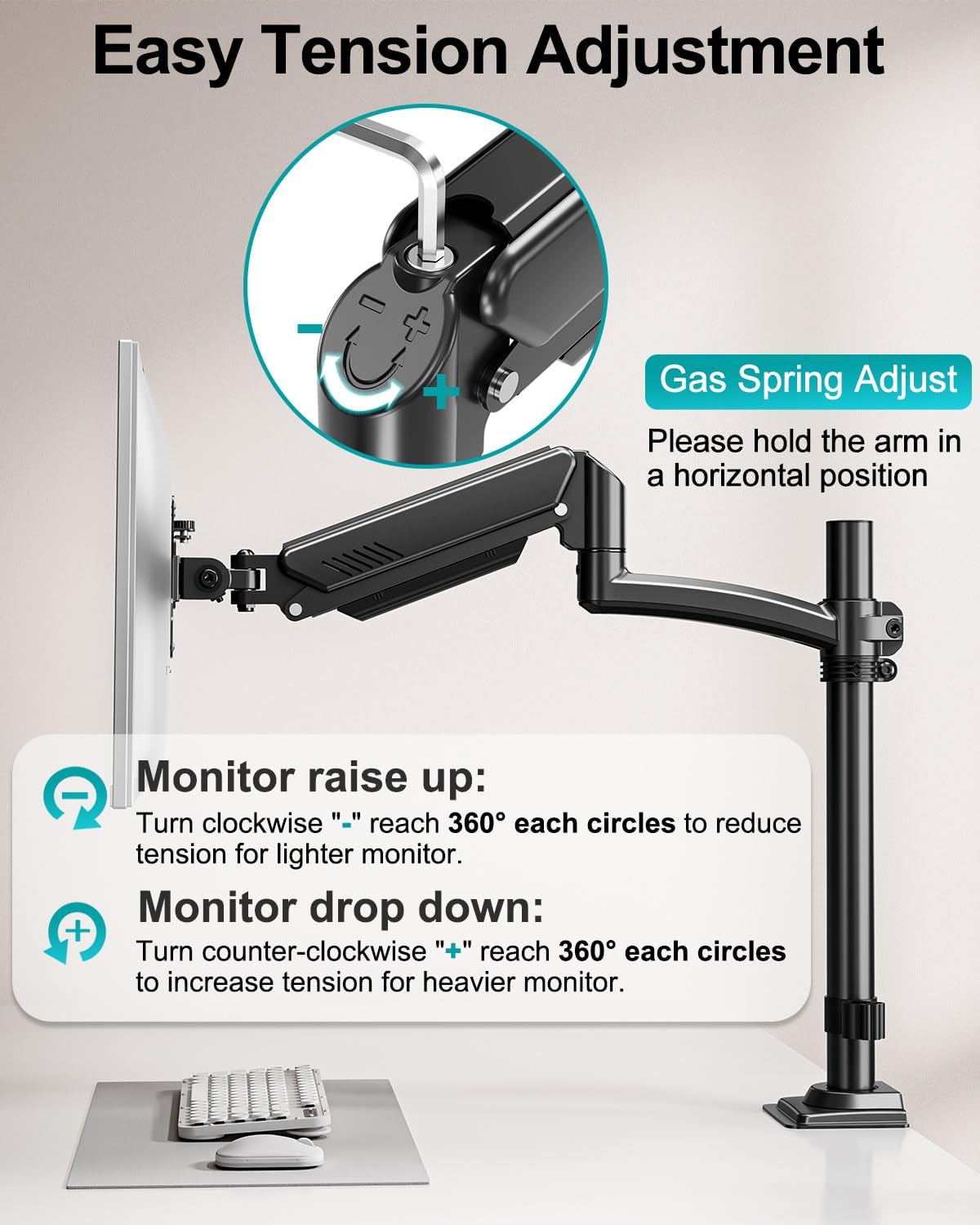 Dual Monitor Stand for 2 Screens up to 32 inch, Vertical Stacked Dual Monitor Mount, Full Motion Adjustable Tall Double Monitor Desk Mount, Each Arm Holds 4.4-22lbs, VESA 75/100mm, Black, Freelift