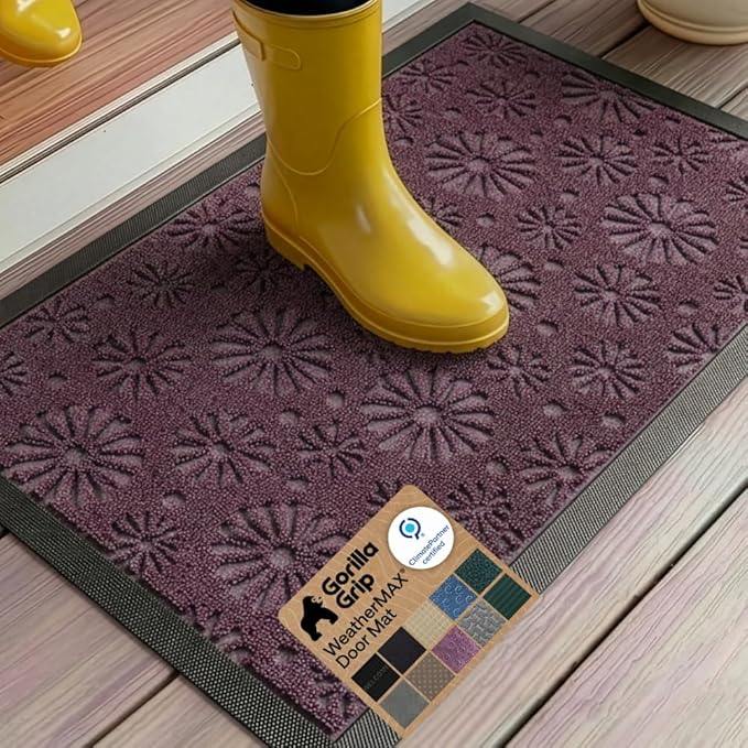 GORILLA GRIP 100% Waterproof All-Season WeatherMAX Doormat, Durable Natural