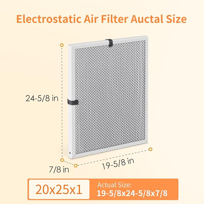 2-Pack 20x25x1 MERV 8 Reusable & Washable Electrostatic Air Filters