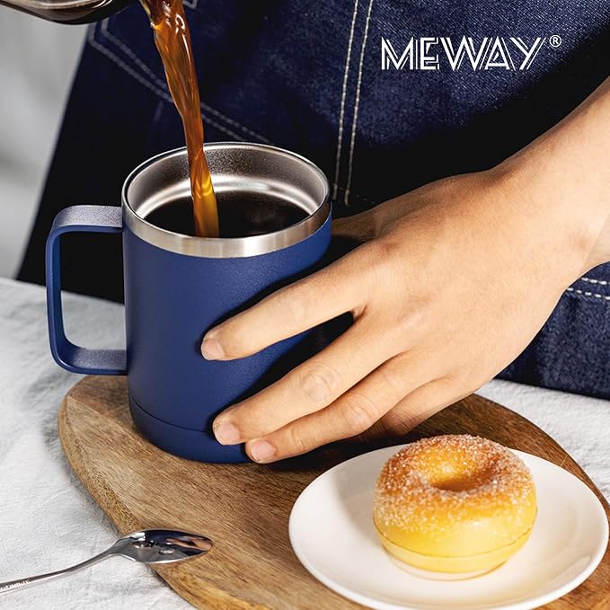 MEWAY 12oz Coffee Mug With Handle 8 Pack Bulk, Stainless Steel Insulated Travel