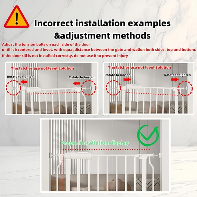 TSAYAWA Baby Gate Extra Wide Fits 71.5-85.8 inch Wide Opening - Dog Pet Gates for Doorways Stairs No Drilling Pressure Mounted - Large Child Safety Gate Indoor Outdoor White